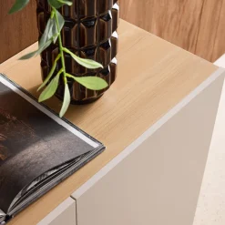 Credenza in metallo e decorazione in legno 3 ante, 150cm
