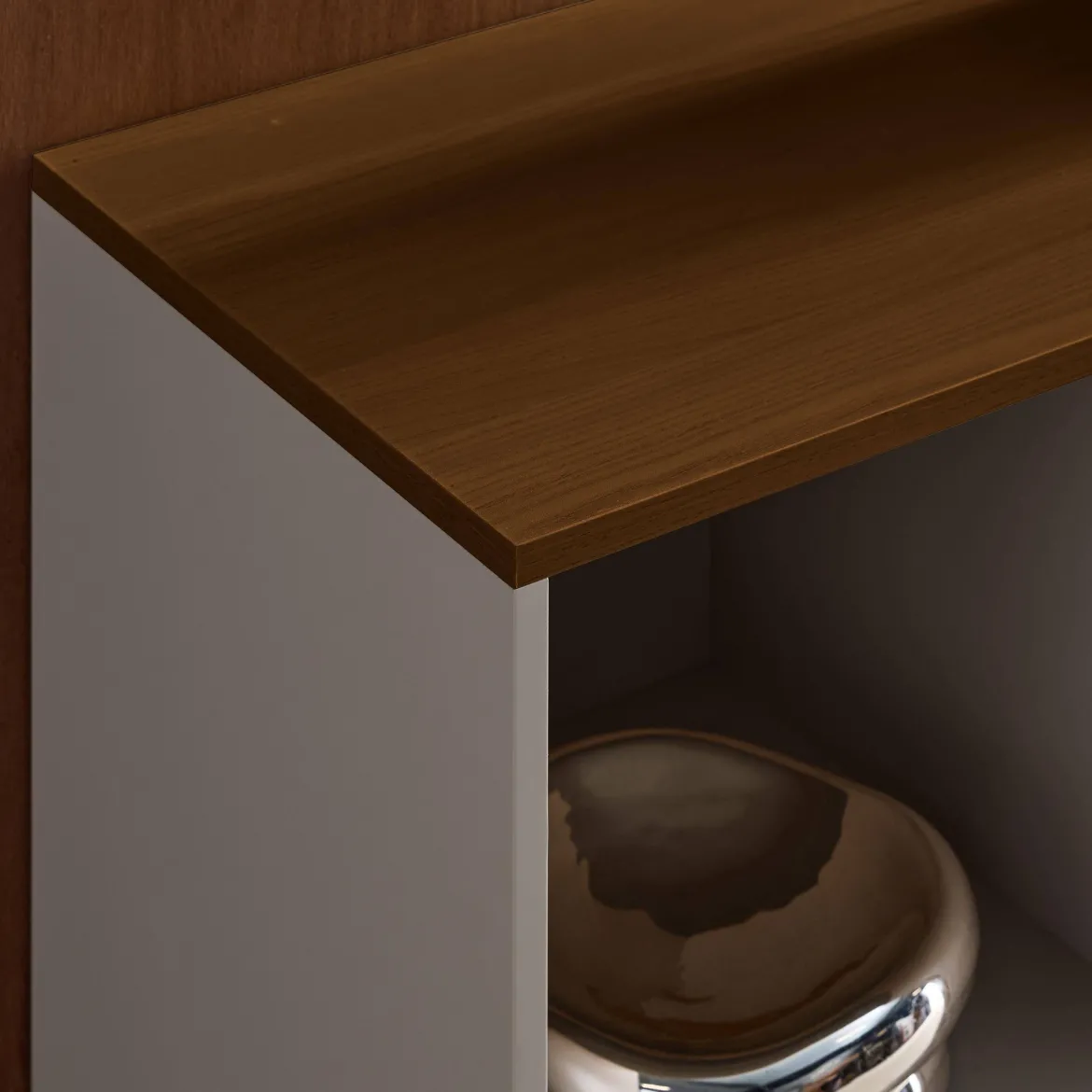 Credenza in metallo e decorazione in legno 1 anta, 80cm