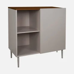 Credenza in metallo e decorazione in legno 1 anta, 80cm