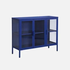 Credenza industriale in metallo e vetro temperato 3 ante, 100cm