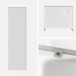 Credenza organica a 4 scomparti effetto legno bianco, 90cm