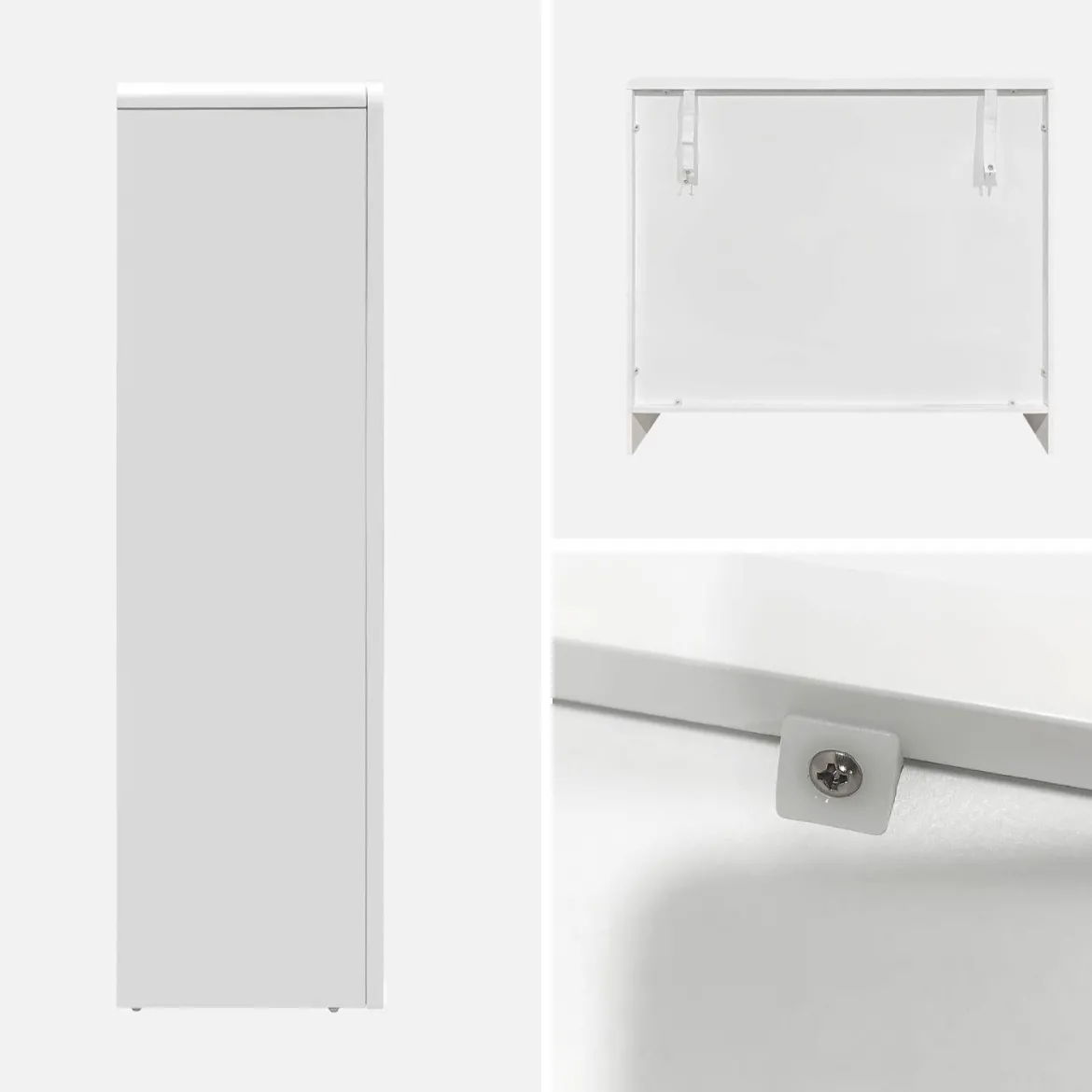Credenza organica a 4 scomparti effetto legno bianco, 90cm