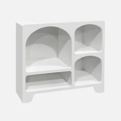 Credenza organica a 4 scomparti effetto legno bianco, 90cm
