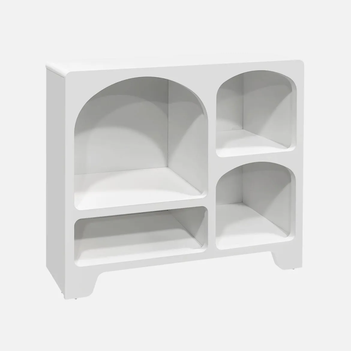 Credenza organica a 4 scomparti effetto legno bianco, 90cm