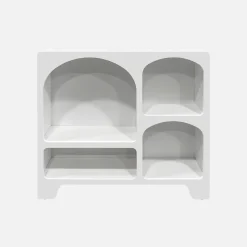 Credenza organica a 4 scomparti effetto legno bianco, 90cm