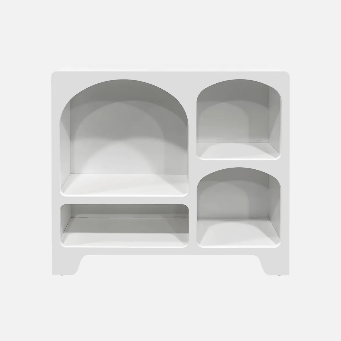 Credenza organica a 4 scomparti effetto legno bianco, 90cm
