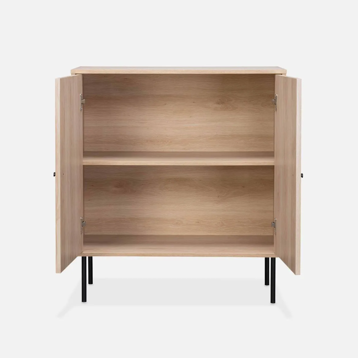 Credenza scanalate effetto legno a 2 ante, 83.5cm