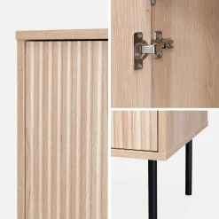 Credenza scanalate effetto legno a 2 ante, 83.5cm