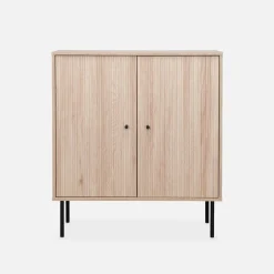 Credenza scanalate effetto legno a 2 ante, 83.5cm