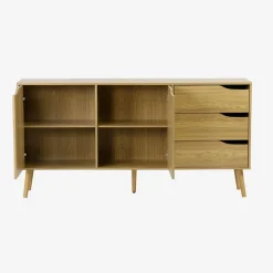 Credenza scandinava a 2 ante effetto legno di noce, 160cm