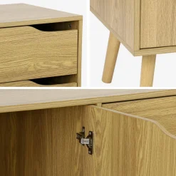 Credenza scandinava a 2 ante effetto legno di noce, 160cm