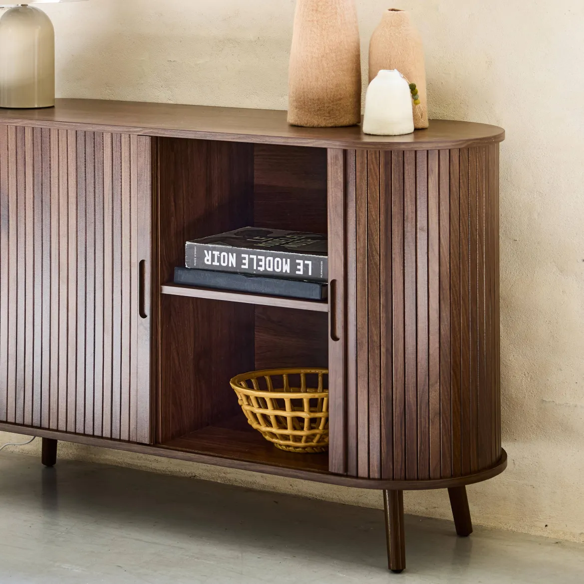 Credenza scandinava a 2 ante scorrevoli, 120cm