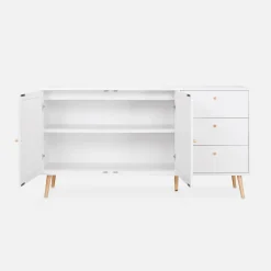 Credenza scandinava a 2 ante in canna, 150cm