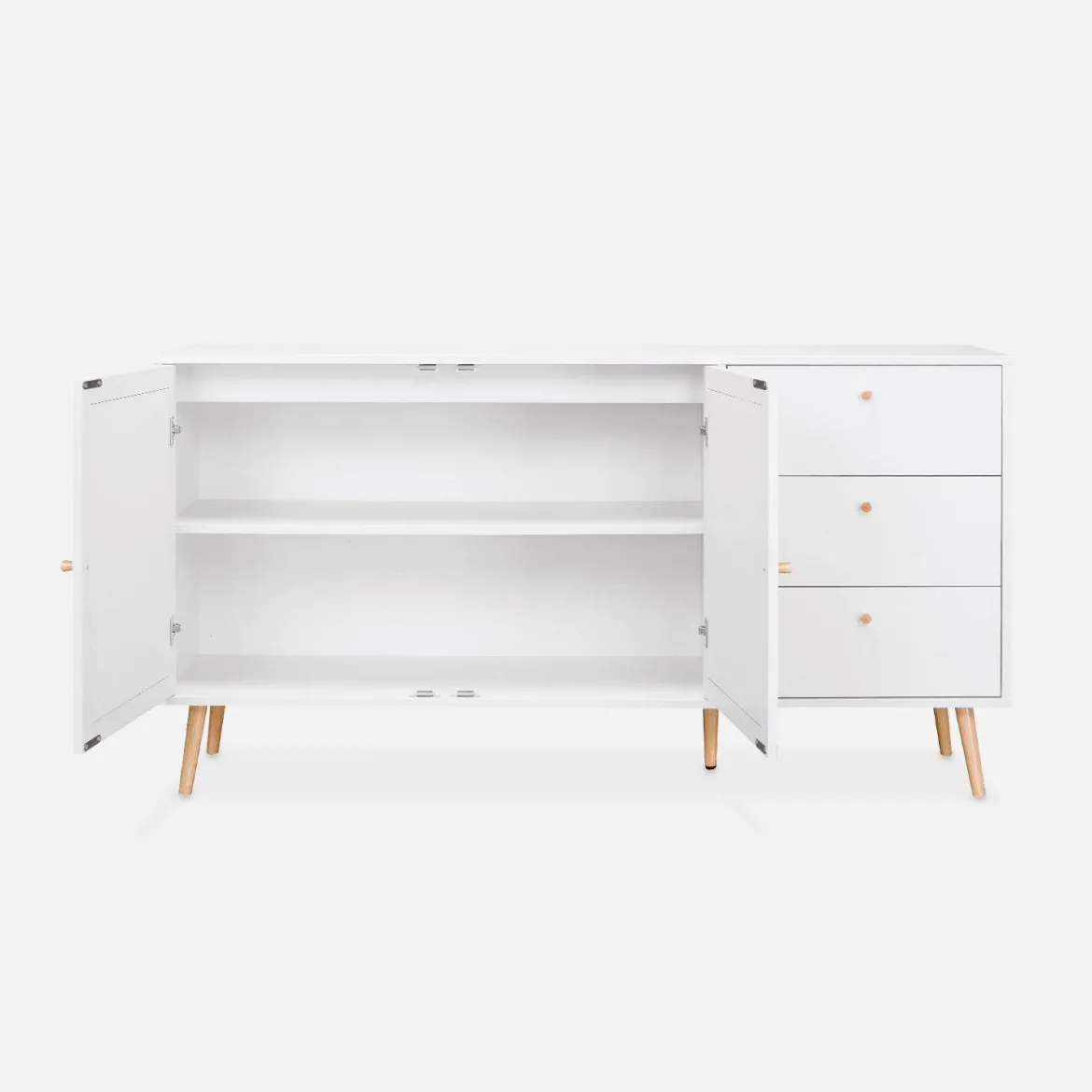 Credenza scandinava a 2 ante in canna, 150cm