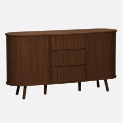 Credenza scandinava effetto legno scanalato 2 ante scorrevoli, 150cm