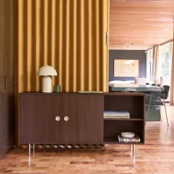 Credenza vintage decorata in legno e acciaio inossidabile 2 ante, 150cm