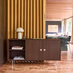 Credenza vintage decorata in legno e acciaio inossidabile 2 ante, 150cm