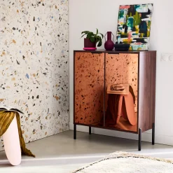 Credenza vintage effetto legno di noce, 83cm