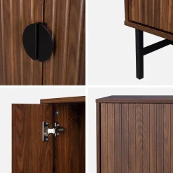 Credenza a 4 ante scanalata effetto legno, 157.5cm
