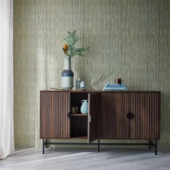 Credenza a 4 ante scanalata effetto legno, 157.5cm