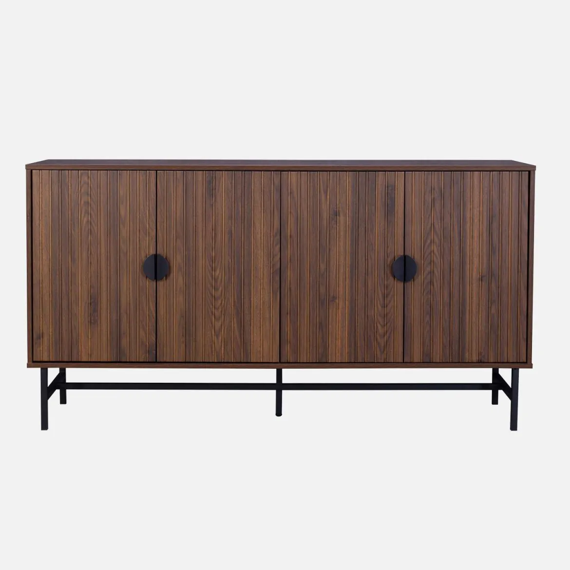 Credenza a 4 ante scanalata effetto legno, 157.5cm
