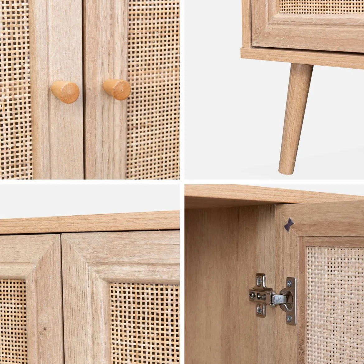 Credenza 3 ante in cannage, 120 cm