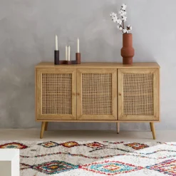 Credenza 3 ante in cannage, 120 cm
