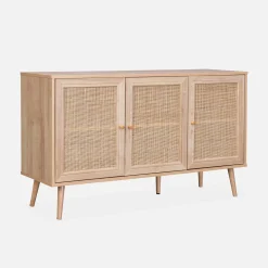 Credenza 3 ante in cannage, 120 cm