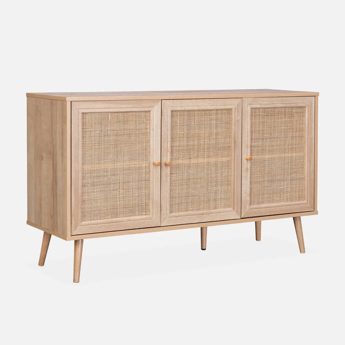 Credenza 3 ante in cannage, 120 cm