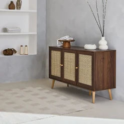 Credenza 3 ante in cannage, 120 cm