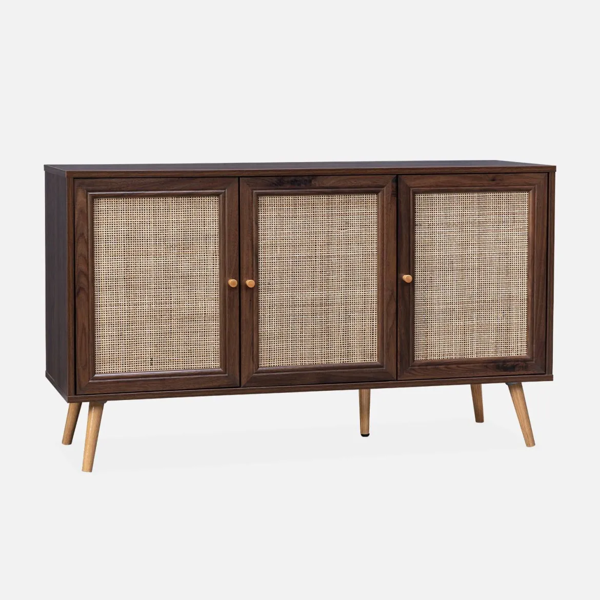 Credenza 3 ante in cannage, 120 cm
