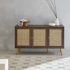 Credenza 3 ante in cannage, 120 cm