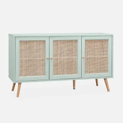 Credenza 3 ante in cannage, 120 cm