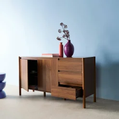 Credenza decorazione legno 2 ante 3 cassetti 150cm