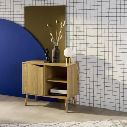 Credenza effetto noce 1 anta, 2 ripiani, 80cm