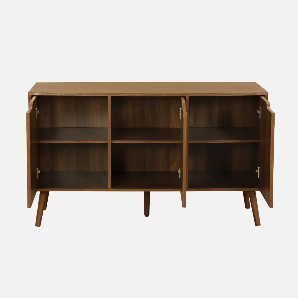Credenza effetto noce con 3 ante e 3 ripiani, 120cm