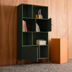 Credenza industriale in metallo con 8 scomparti