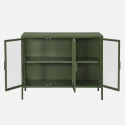 Credenza industriale in metallo e vetro temperato 3 ante, 100cm
