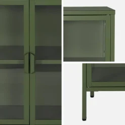 Credenza industriale in metallo e vetro temperato 3 ante, 100cm