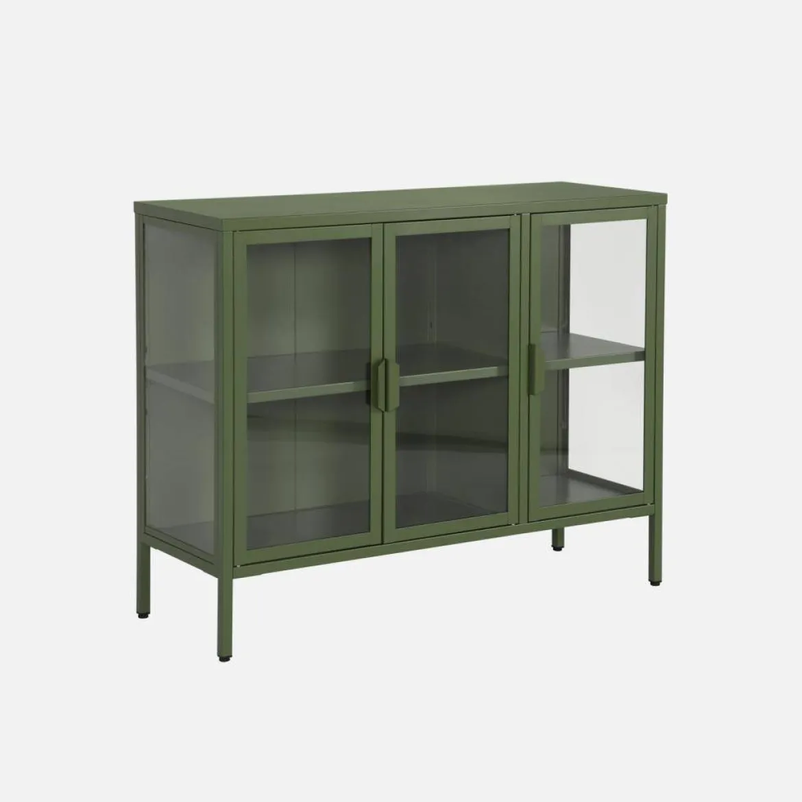 Credenza industriale in metallo e vetro temperato 3 ante, 100cm
