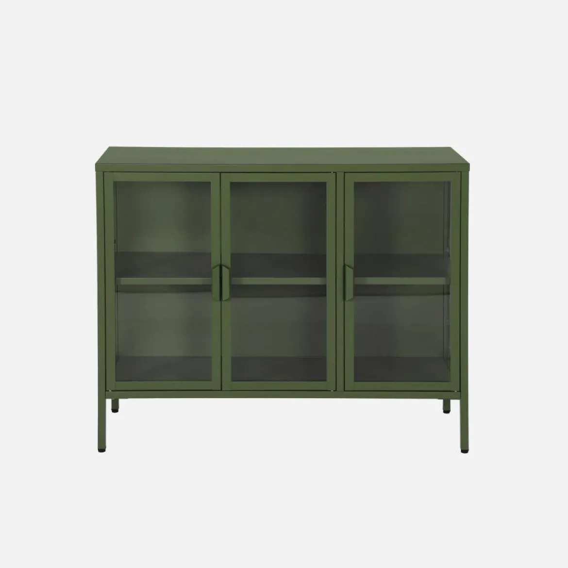 Credenza industriale in metallo e vetro temperato 3 ante, 100cm