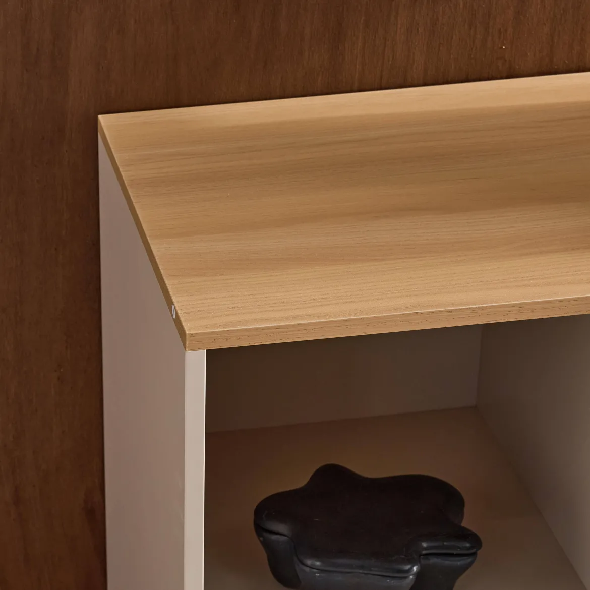 Credenza in metallo e decorazione in legno 1 anta, 80cm