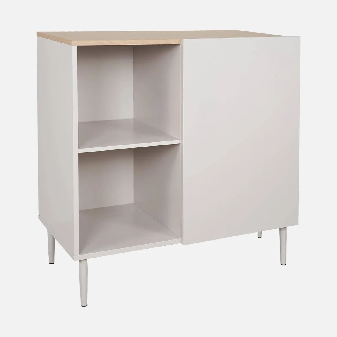 Credenza in metallo e decorazione in legno 1 anta, 80cm