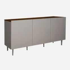 Credenza in metallo e decorazione in legno 3 ante, 150cm