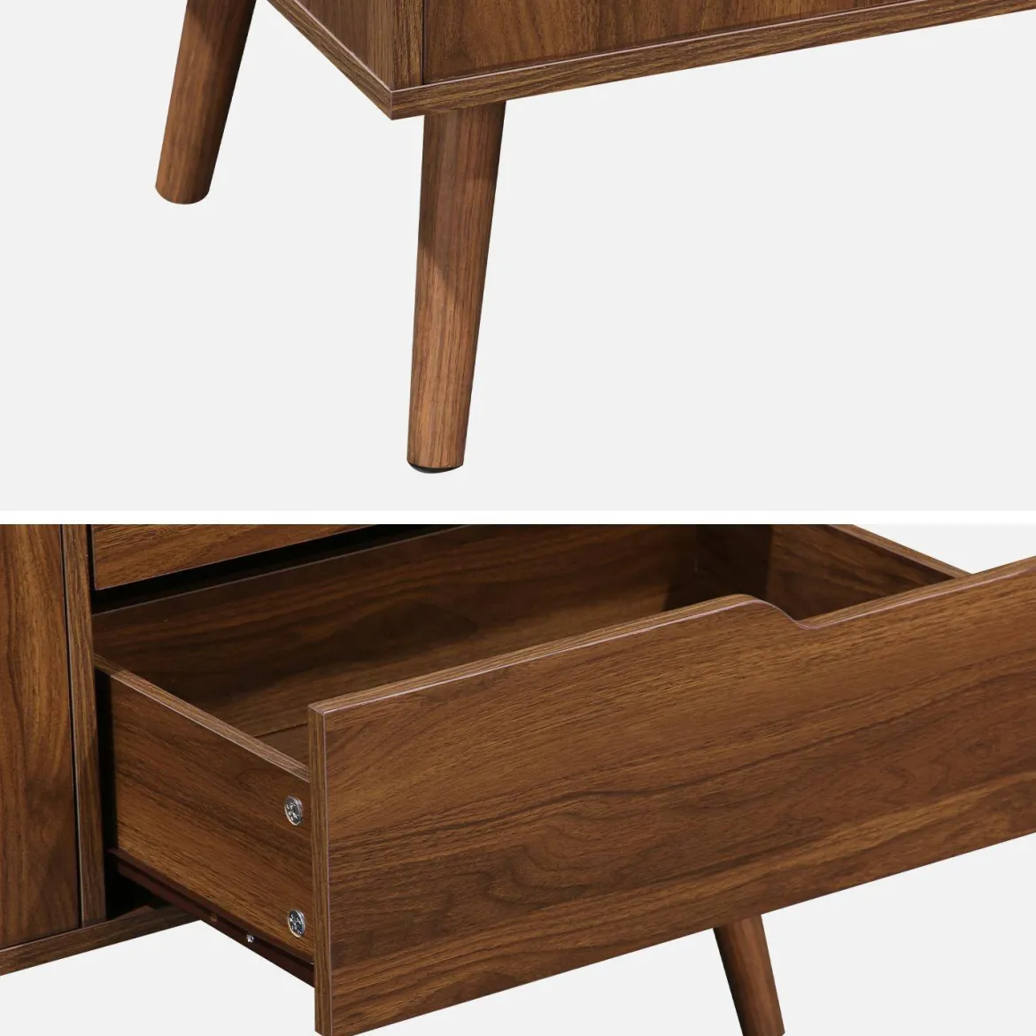 Credenza scandinava a 2 ante effetto legno di noce, 160cm