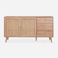 Credenza scandinava a 2 ante in canna, 150cm
