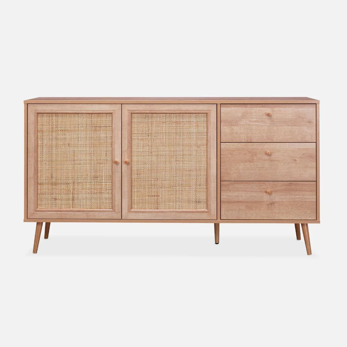 Credenza scandinava a 2 ante in canna, 150cm