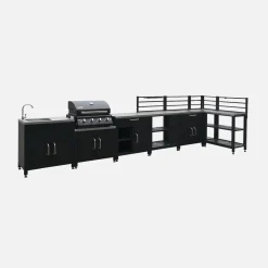 Cucina da esterno, 7 moduli e barbecue a gas, 4 bruciatori