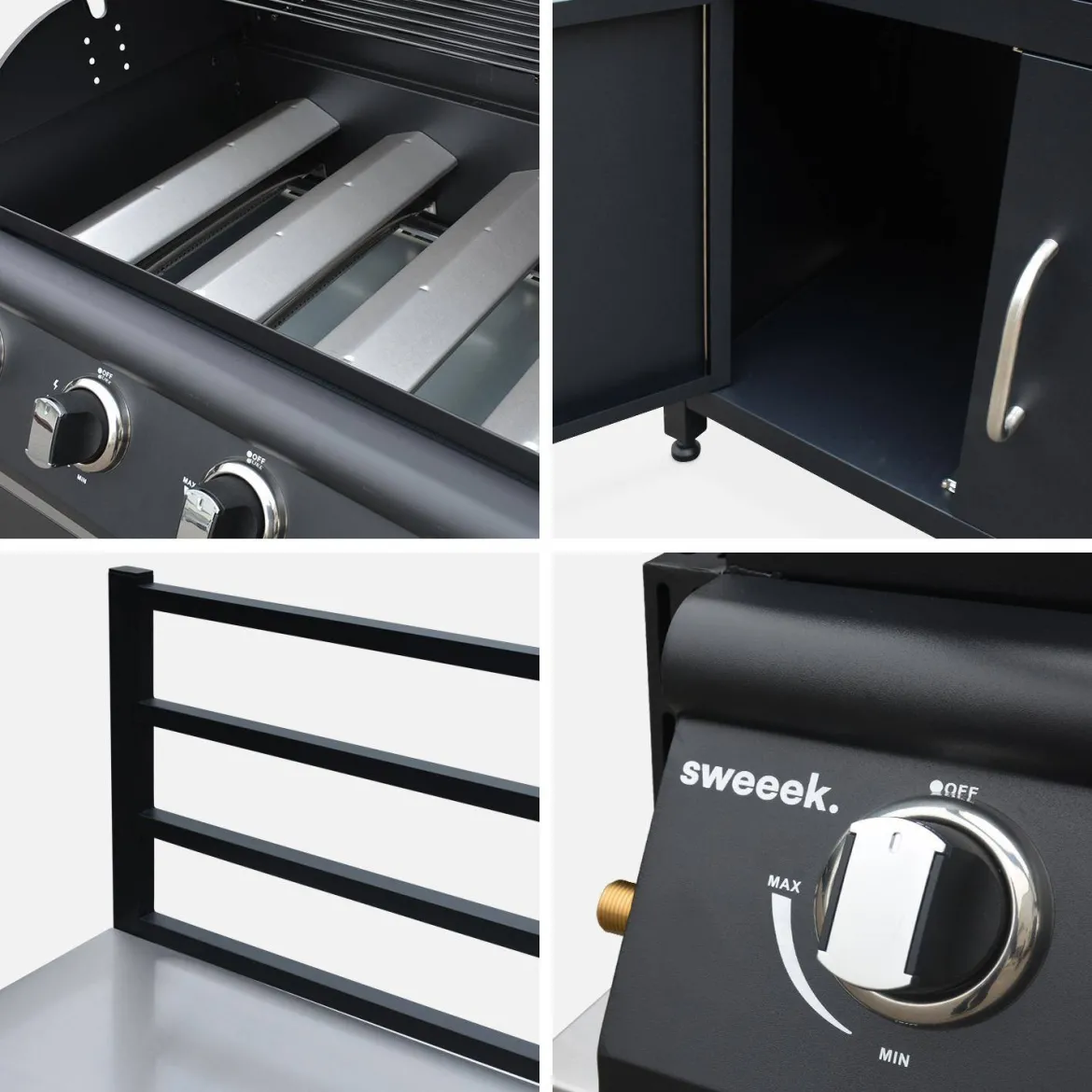 Cucina da esterno, 7 moduli e barbecue a gas, 4 bruciatori