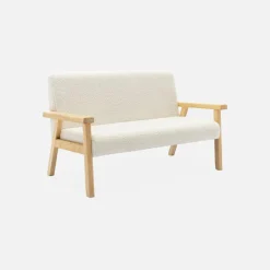 Divanetto per bambini in tessuto bouclé legno di hevea, 2 posti